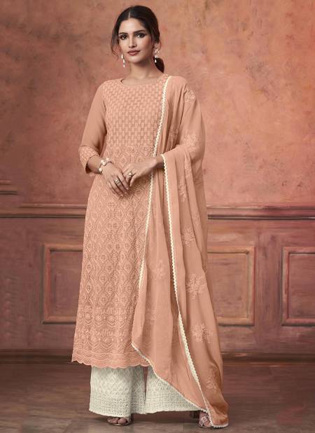 Cream Colour NOOR Maisha Festive Wear Heavy Pure Georgette Redymade Salwar Kameez Collection 3163